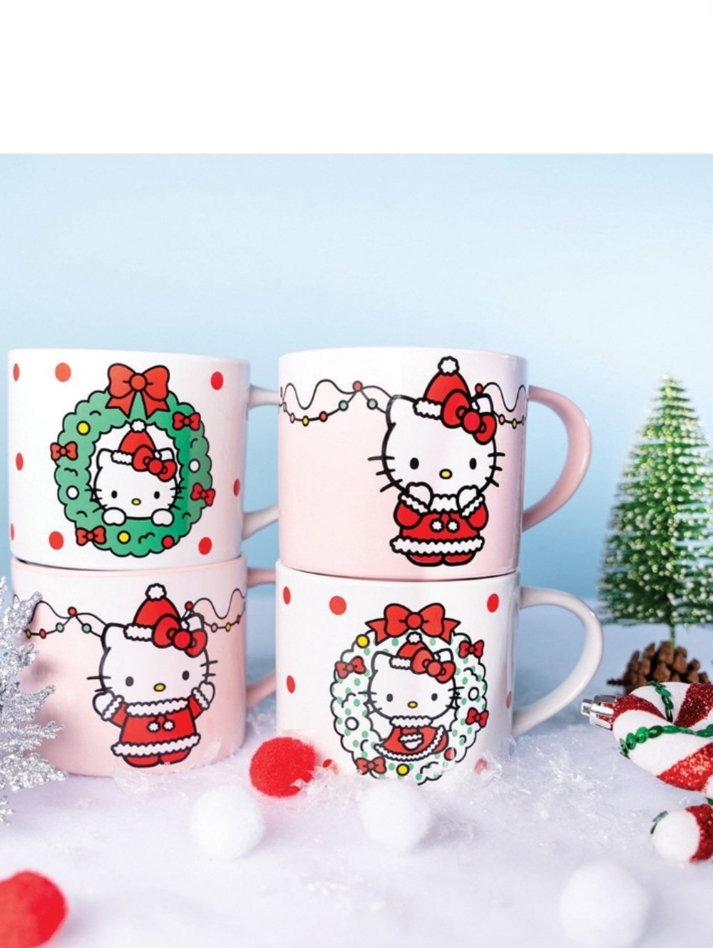 Hello Kitty Ceramic Holiday Mugs in Gift Box